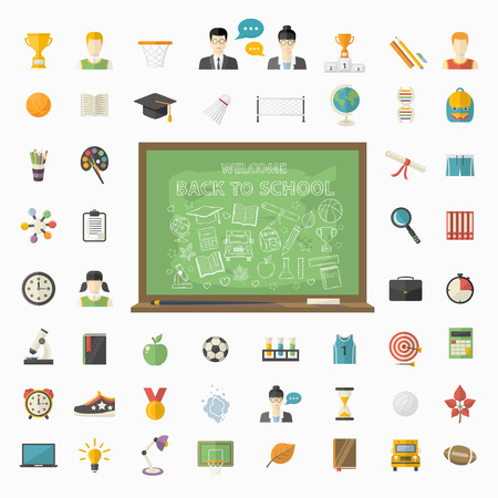Vector education set in flat style isolated on a white backgroundのイラスト素材