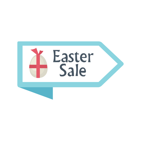 Easter sale vector label arrow icon with easter egg in flat style.Easter sale banner isolated on white background.Easter sale icon flat style.Easter sale label with easter egg icons for holiday designのイラスト素材