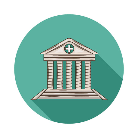 Hospital icon.Vector Hospital icon isolated with shadow.Hand draw Hospital vector.Hospital vector icon isolated.An institution providing medical and surgical treatment and nursing care for sick peopleのイラスト素材