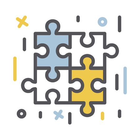 Puzzle piece icon..Vector thin line  business  concept icon isolated on a white backgroundのイラスト素材