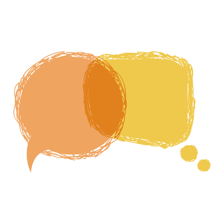Speech bubbles.Vector talking bubble hand draw yellow and orange isolated on a white background communication signのイラスト素材