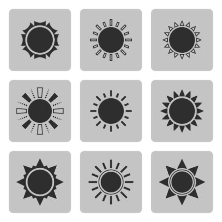 Set of sun icons.Part I.Black sun symbolのイラスト素材