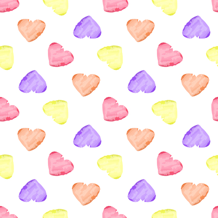 Watercolor hearth pattern on white background.のイラスト素材