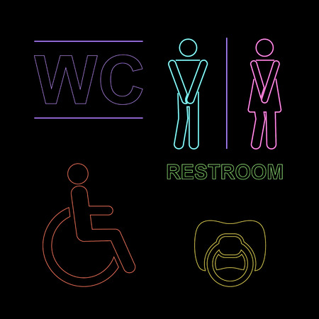 Wc neon set with male,fimalのイラスト素材