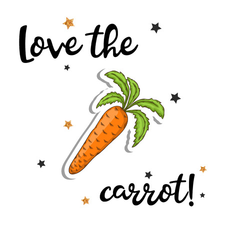 Carrot sticker. Fashion patch elementのイラスト素材