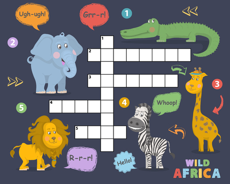 African animals crossword.のイラスト素材