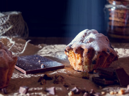 Cupcake with chocolateの写真素材