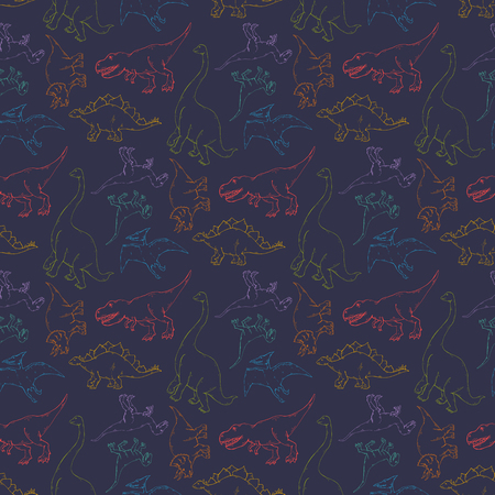 Vector seamless pattern with dinosaurs vector backgorundのイラスト素材