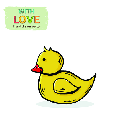 Vector duck isolated on a white background.Hand drawのイラスト素材
