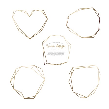 Gold polygonal frame set isolated on a whiteのイラスト素材