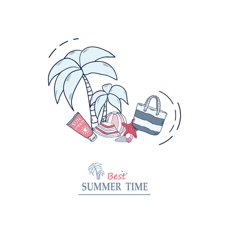 Vector banner with text summer timeのイラスト素材