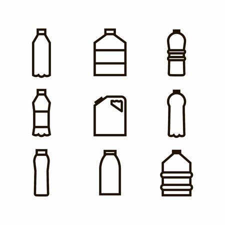 Bottle icon,sign,pictogram,symbol  set isolated on a white  background  bold line   styleのイラスト素材
