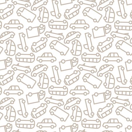 Cars transport seamless pattern  on a white background  thin line styleのイラスト素材
