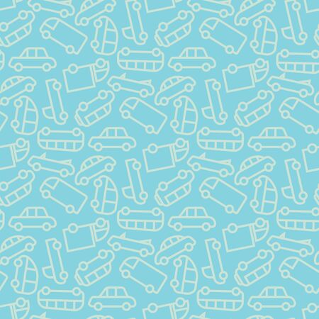 Cars transport seamless pattern  on blue a background  outline   styleのイラスト素材