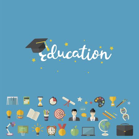 Vector Education, knowledge icons in flat styleのイラスト素材