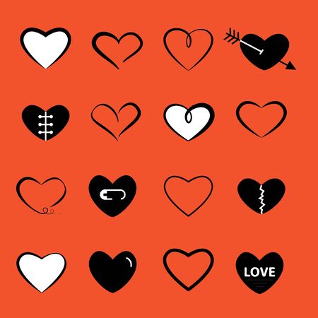 Heart flat white and black modern iconのイラスト素材