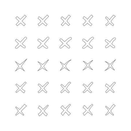 Rejection icon set outline isolated on a white background ,wrong reject no negative of tasks on a listのイラスト素材