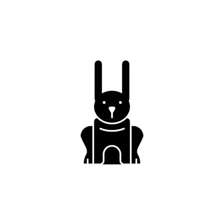 Rabbit easter black icon isolated on a white background.Easter element design.Religion concept.Vector signのイラスト素材