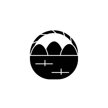 Eggs in basket with bow easter black icon isolated on a white background.Easter element design.Religion concept.Vector signのイラスト素材