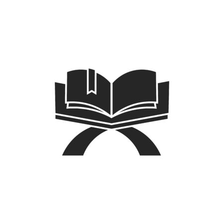 Koran book on altar black icon isolated on a white background.Ramadan holiday design element.Religion muslims signのイラスト素材