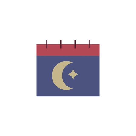 Calendar with a t moon and a star flat icon isolated on a white background.Ramadan holiday design element.Religion muslims signのイラスト素材