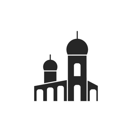 Mosque muslim prayer building black icon isolated on a white background.Ramadan holiday design element.Religion muslims signのイラスト素材