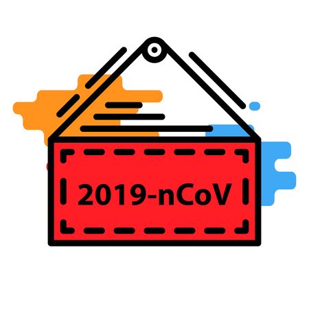 Coronavirus warning table. Disease. isolated on a white background.Human Virus .Epidemic disease.Dangerous respiratory infection illustration.のイラスト素材
