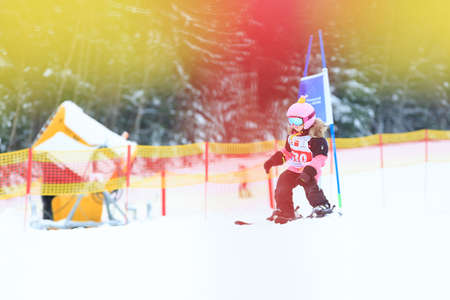 Ski, skier, winter sports - portrait of happy skiersのeditorial素材