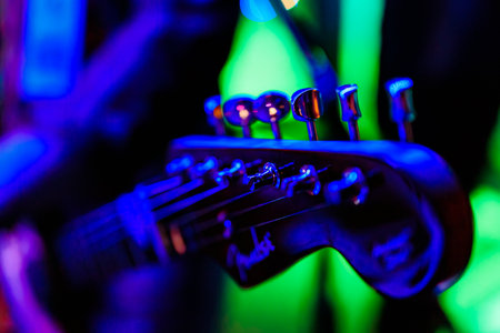 Rock concert, silhouettes, band crew people singers guitarsのeditorial素材