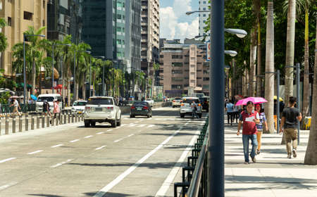 Ortigas, Philippines - July 26, 2016: Street photo taken in Ortigas, pathway, road, buildingsのeditorial素材