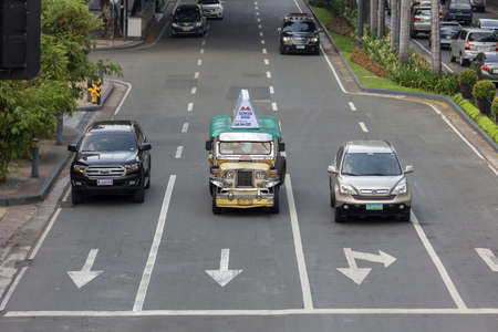 Manila, Philippines - June, 30, 2017: Heavy traffic, many cars on road of Manila in rush hourのeditorial素材