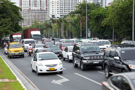 Traffic on Roxas avenue during the rush hour