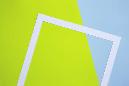 Abstract geometric pattern design: pastel green blue color paper flat lay. background, texture