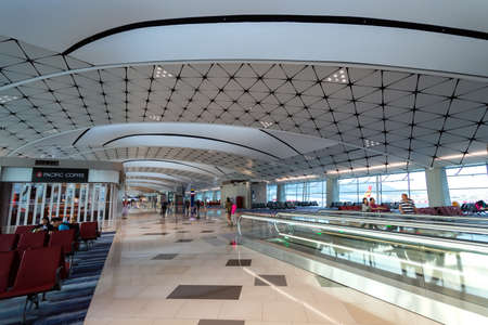 Hong Kong, Hong Kong - September, 27, 2017: Inside almost empty airport in Hong Kongのeditorial素材
