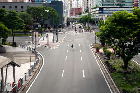 Makati, Manila, Philippines - May, 26, 2020: Empty Ayala Gil Puyat avenue during coronavirus covid quarantine ECQのeditorial素材