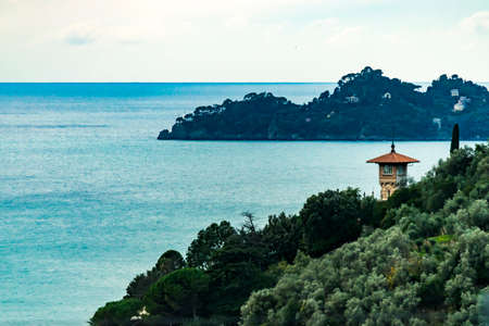 French riviera view and houseの写真素材