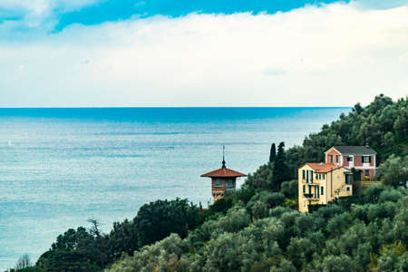 French riviera view and houseのeditorial素材