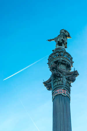 Christopher Columbus statue on Barcelona, Spainのeditorial素材