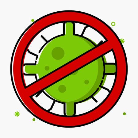 Vector illustration stop Coronavirus. Flat design bacterial icon, good for science sign and health symbol, etcのイラスト素材