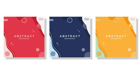 Set of minimalist abstract background with modern and easy editable concept, wave shapes with memphis style. Suitable for social media post templates, brochure, backdrop, banner, flyer, etcのイラスト素材