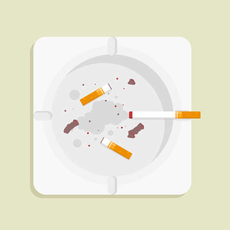 Vector illustration of Square ashtray, in flat lay styleのイラスト素材