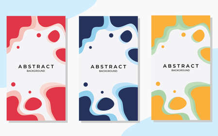 Bundle minimalist modern abstract background, wave & liquid shape with memphis style. Suitable for social media stories post templates, brochure, backdrop, banner, flyer, etcのイラスト素材