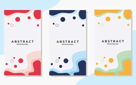 Bundle minimalist modern abstract background, wave & liquid shape with memphis style. Suitable for social media stories post templates, brochure, backdrop, banner, flyer, etcのイラスト素材