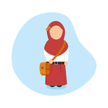Cartoon student character, Vector illustration of elementary school Girl, suitable for the education concept and back to schoolのイラスト素材