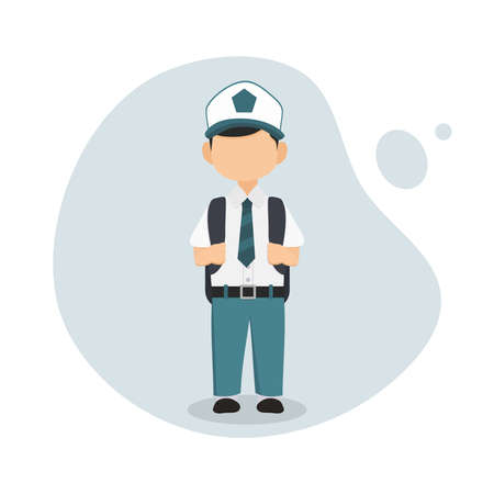 Cartoon student character, Vector illustration of senior high school Boys, suitable for the education concept and back to schoolのイラスト素材
