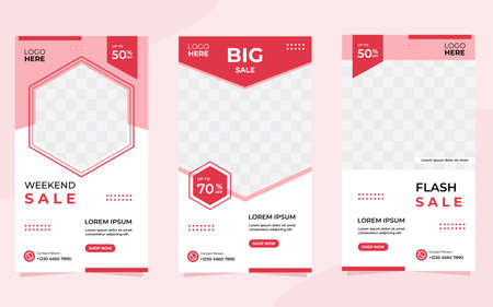 Set of Minimalist Geometric Backgrounds with easily editable frame mock ups. Perfect for social media Stories post template, backdrop, flyer, and banners, etcのイラスト素材
