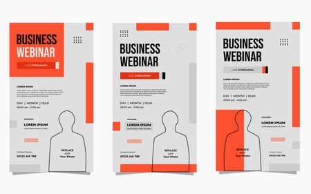 Minimalist set of social media stories post template on white and red Geometric background. perfect for business webinars, online conference events, online education, etc.のイラスト素材