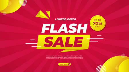 Flash Sale banner with pink background and limited offer up to 70%のイラスト素材