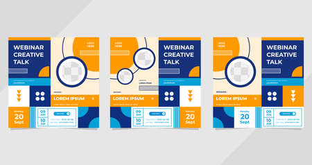 Set of creative webinar talk social media post templates with neo geo design and colorful geometric backgroundのイラスト素材
