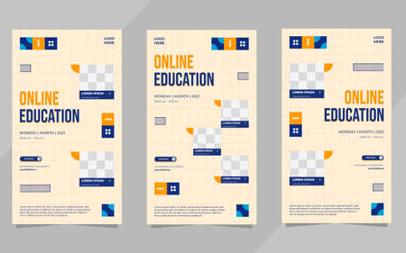 Set of minimalist social media stories post template with neo geo designs and colorful geometric backgrounds for online education, business webinar and other seminarsのイラスト素材